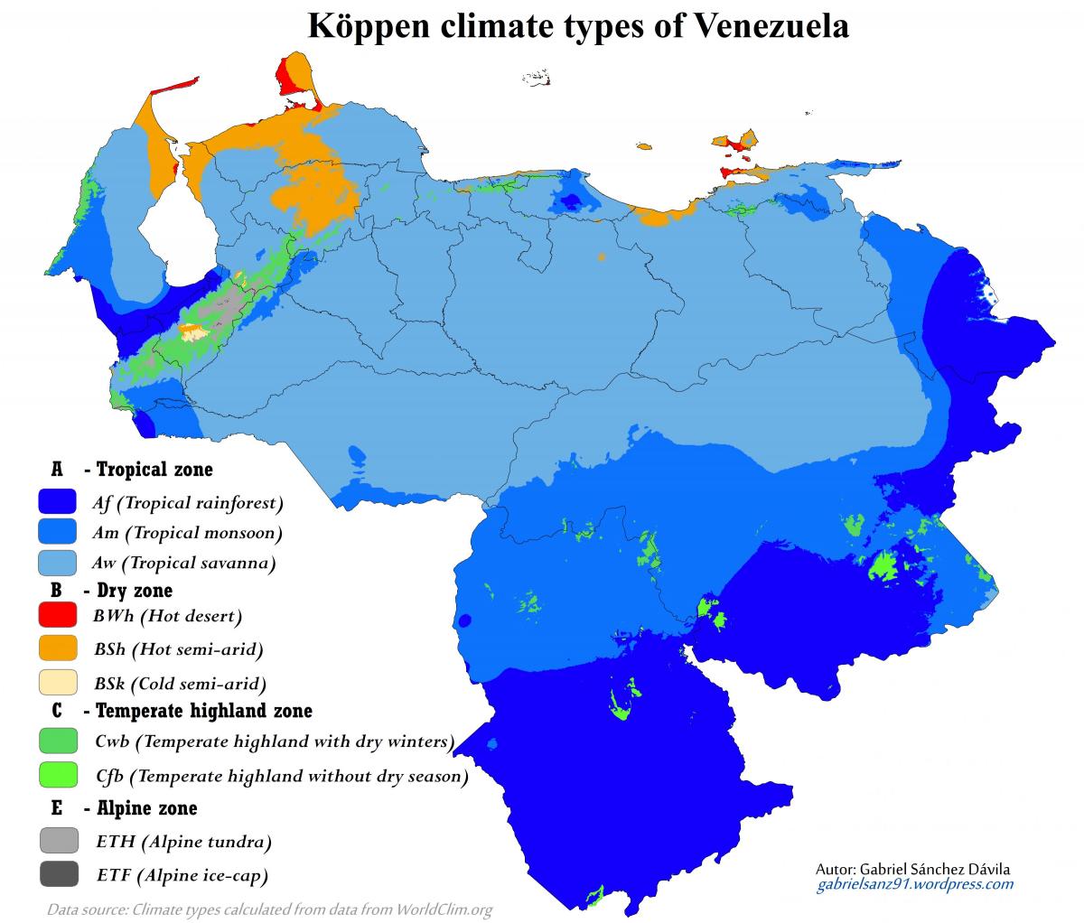 карта Венесуела клімат